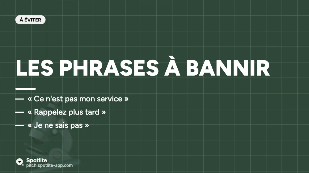 Support de formation — slide 4 : Les phrases à bannir