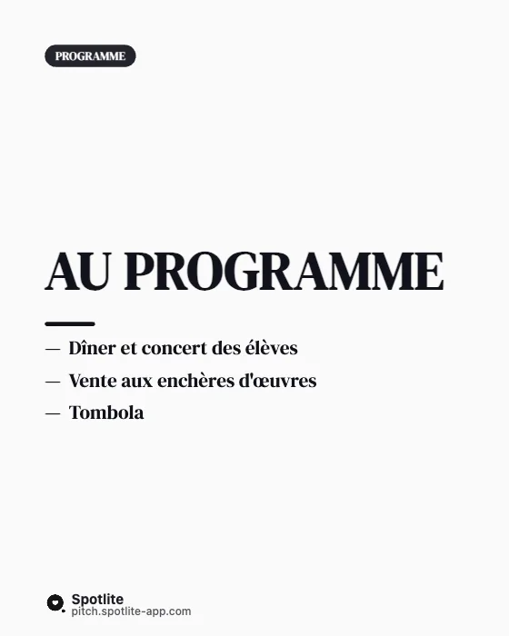 Gala caritatif — slide 3 : Au programme