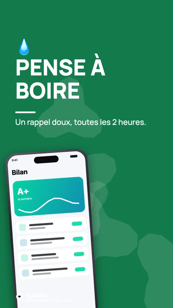 Google Play — santé — slide 4 : Pense à boire