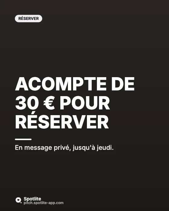 Flashs de tatoueur — slide 4 : Acompte de 30 € pour réserver