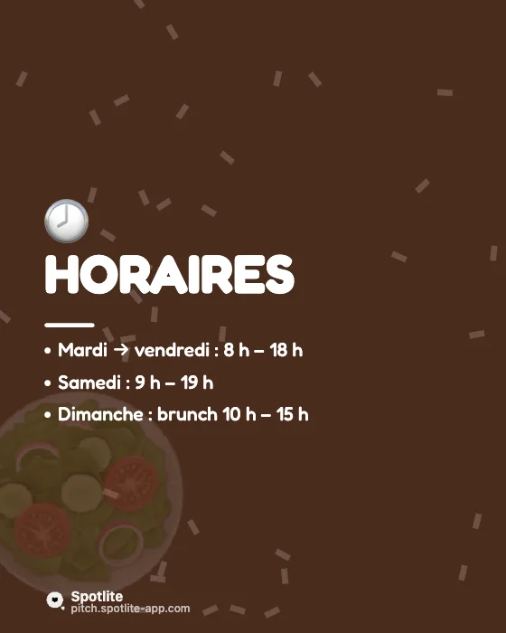 Horaires & infos pratiques — slide 2 : Horaires