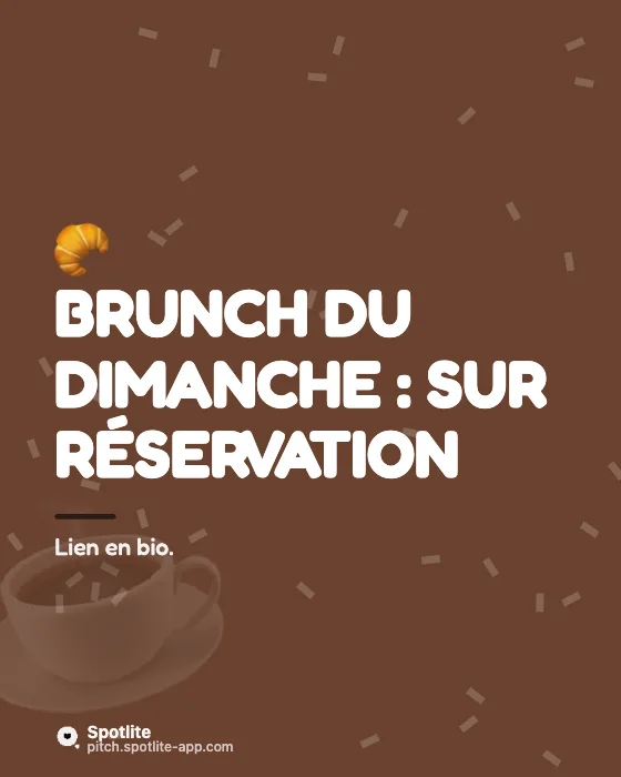 Horaires & infos pratiques — slide 4 : Brunch du dimanche : sur réservation