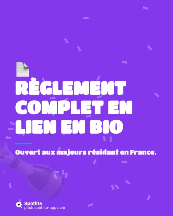 Jeu concours — slide 4 : Règlement complet en lien en bio