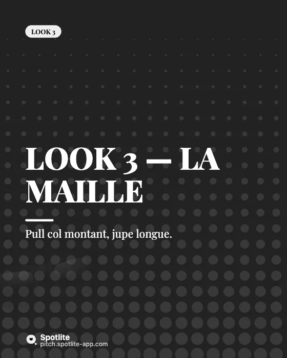 Lookbook — slide 4 : Look 3 — La maille