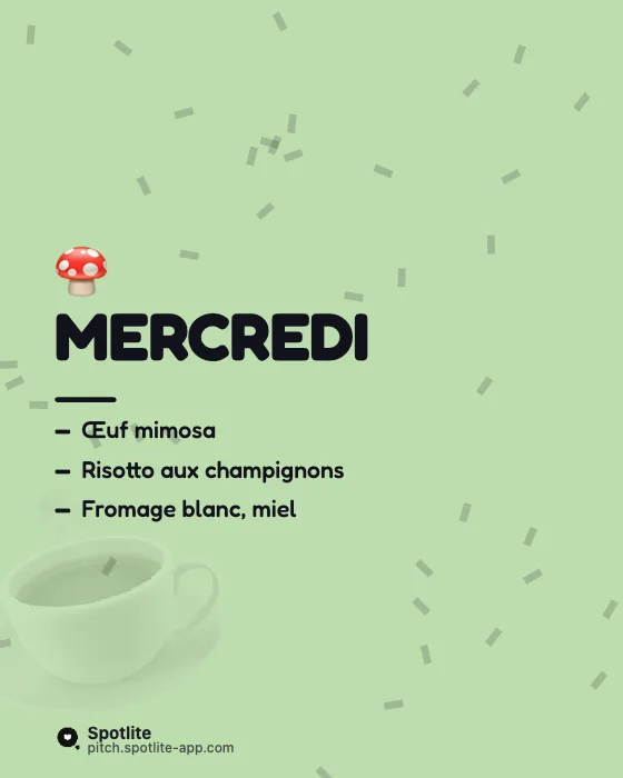 Menu de la semaine — slide 4 : Mercredi