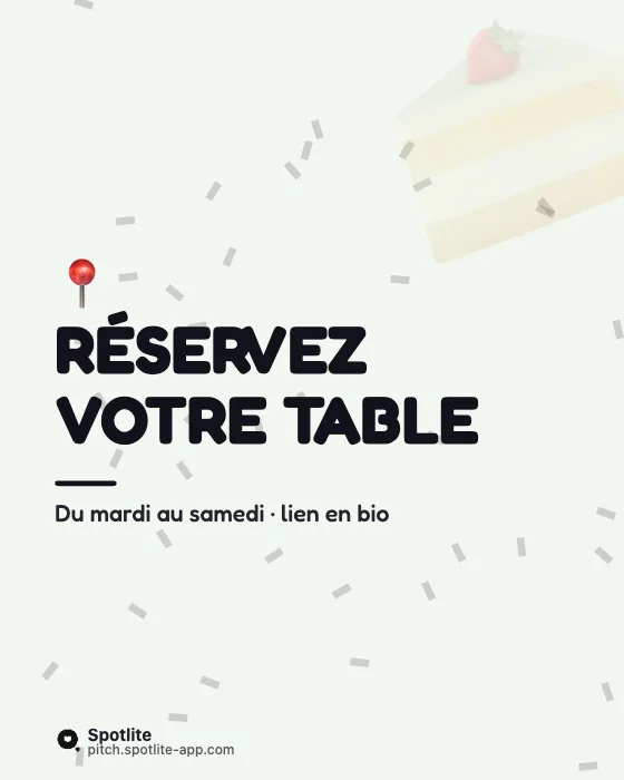 Menu de la semaine — slide 5 : Réservez votre table