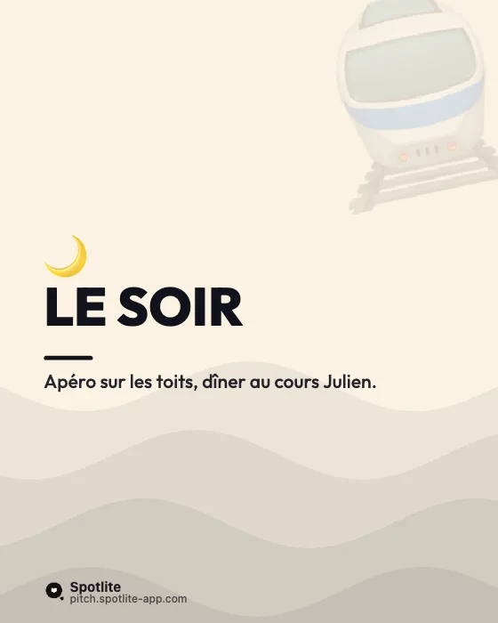 Mini-guide d'une ville — slide 5 : Le soir