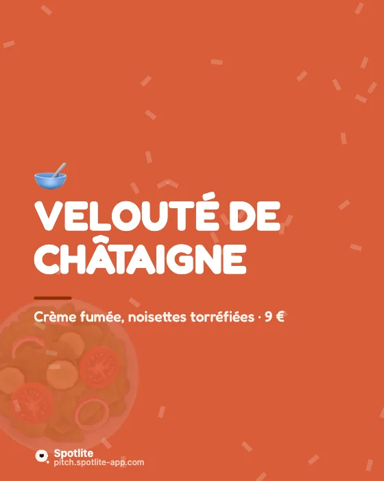 Nouvelle carte — slide 2 : Velouté de châtaigne