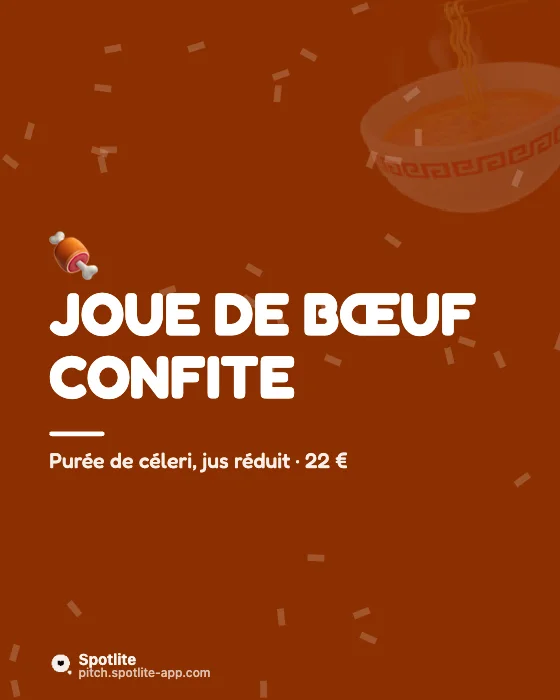 Nouvelle carte — slide 3 : Joue de bœuf confite