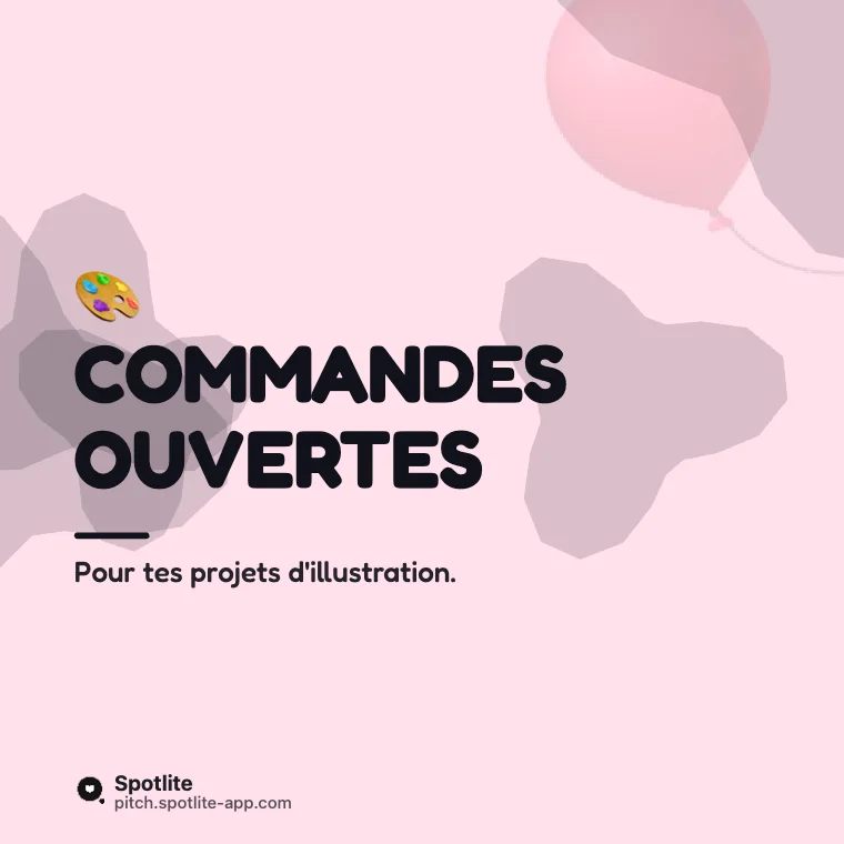 Portfolio d'illustratrice — slide 1 : Commandes ouvertes