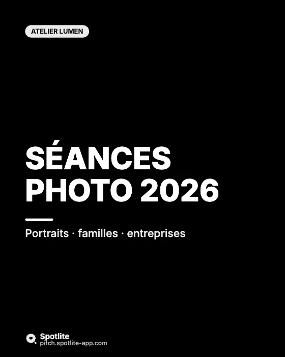 Portfolio de photographe — slide 1 : Séances photo 2026