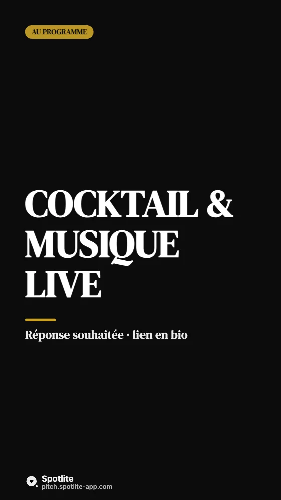 Invitation à une inauguration — slide 3 : Cocktail & musique live