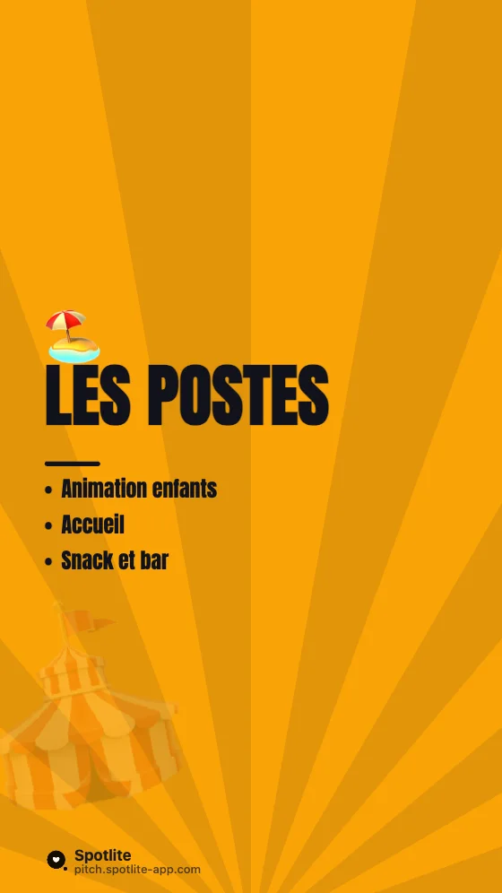 Jobs d'été — slide 2 : Les postes