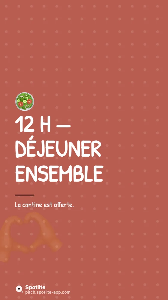 Une journée chez nous — slide 4 : 12 h — déjeuner ensemble