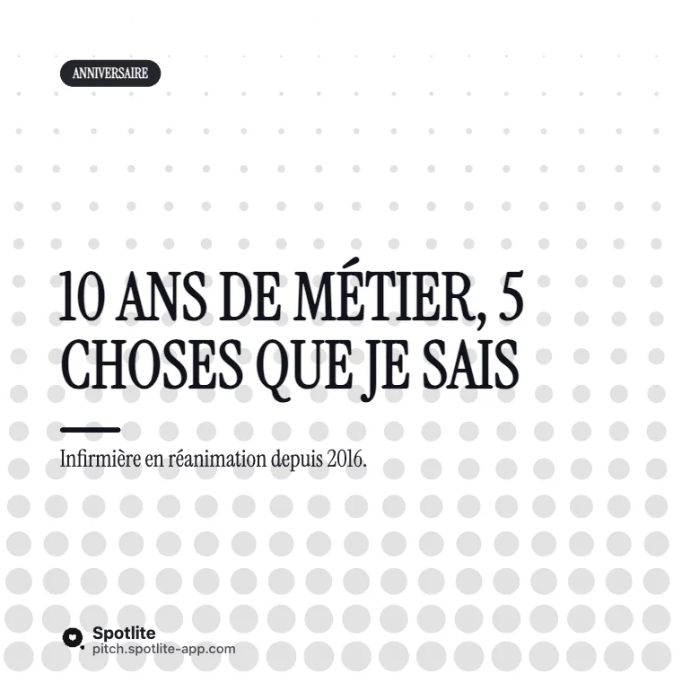 10 ans de métier — slide 1 : 10 ans de métier, 5 choses que je sais
