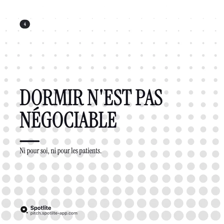 10 ans de métier — slide 5 : Dormir n'est pas négociable