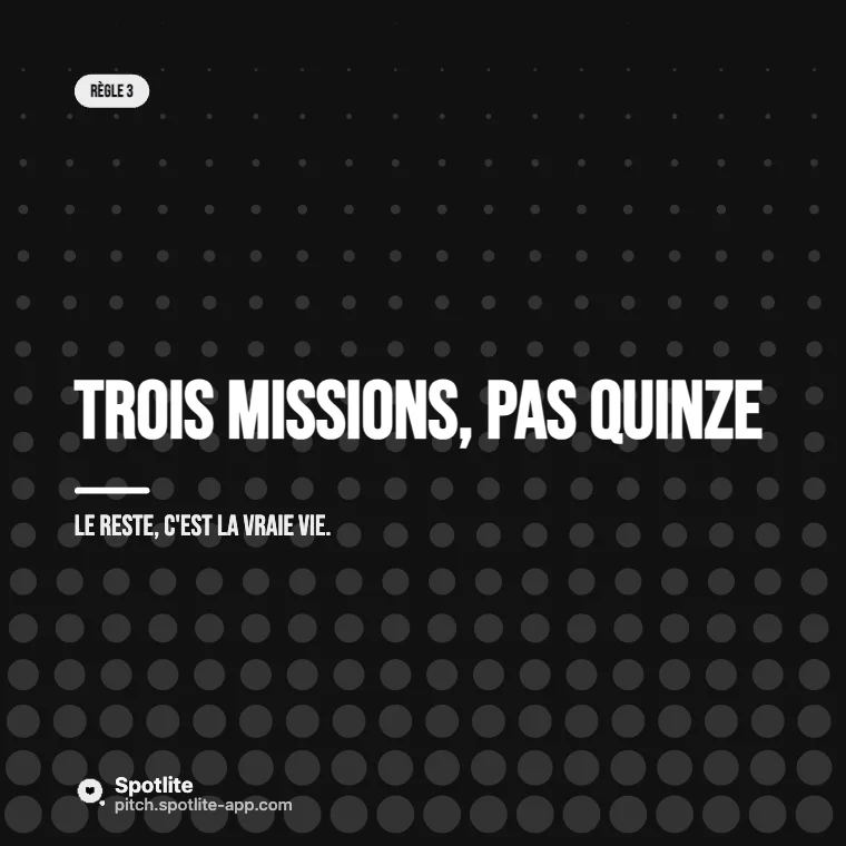 Conseils d'expert — slide 4 : Trois missions, pas quinze