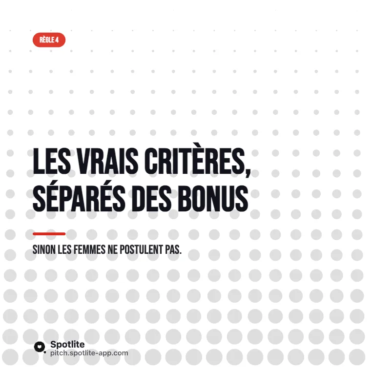 Conseils d'expert — slide 5 : Les vrais critères, séparés des bonus