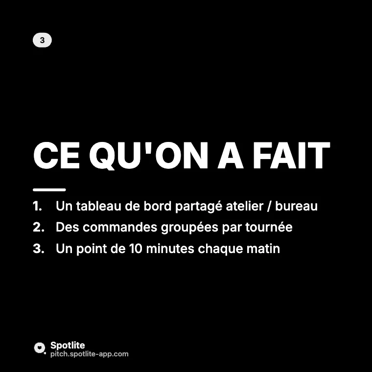 Étude de cas client — slide 4 : Ce qu'on a fait