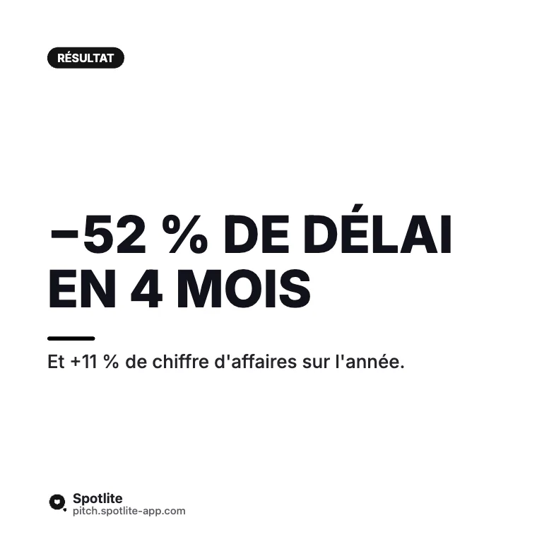 Étude de cas client — slide 5 : −52 % de délai en 4 mois