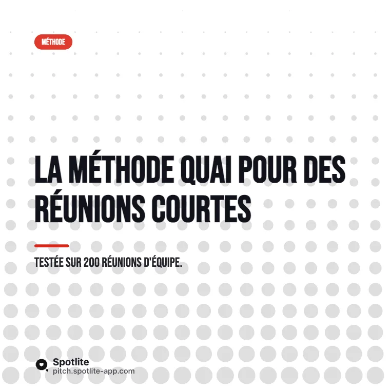 Méthode en 4 étapes — slide 1 : La méthode QUAI pour des réunions courtes