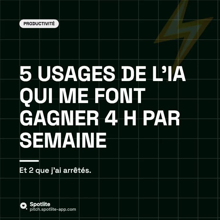 L'IA au quotidien — slide 1 : 5 usages de l'IA qui me font gagner 4 h par semaine
