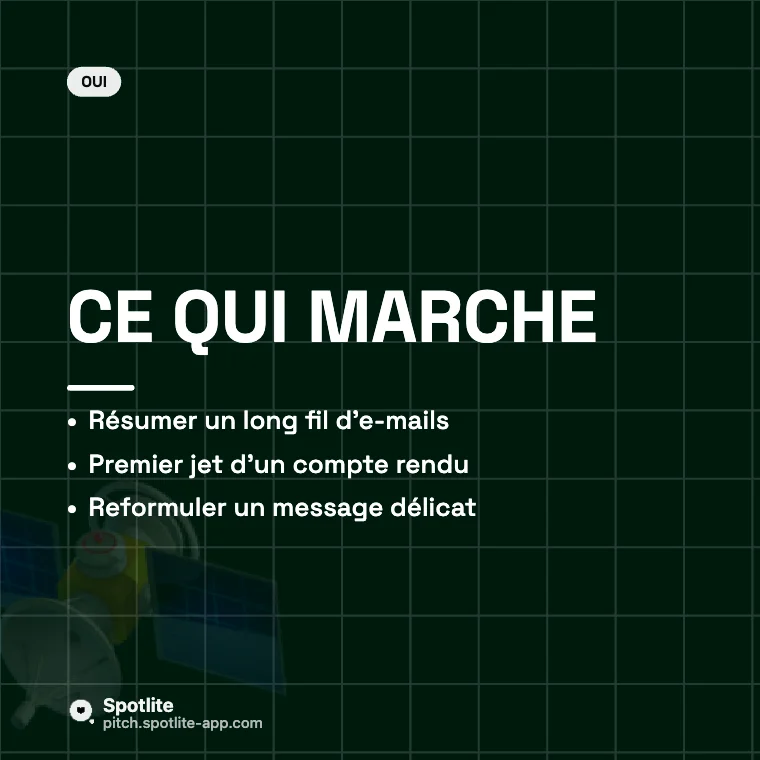 L'IA au quotidien — slide 2 : Ce qui marche