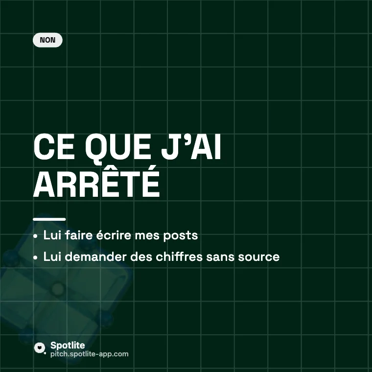 L'IA au quotidien — slide 4 : Ce que j'ai arrêté