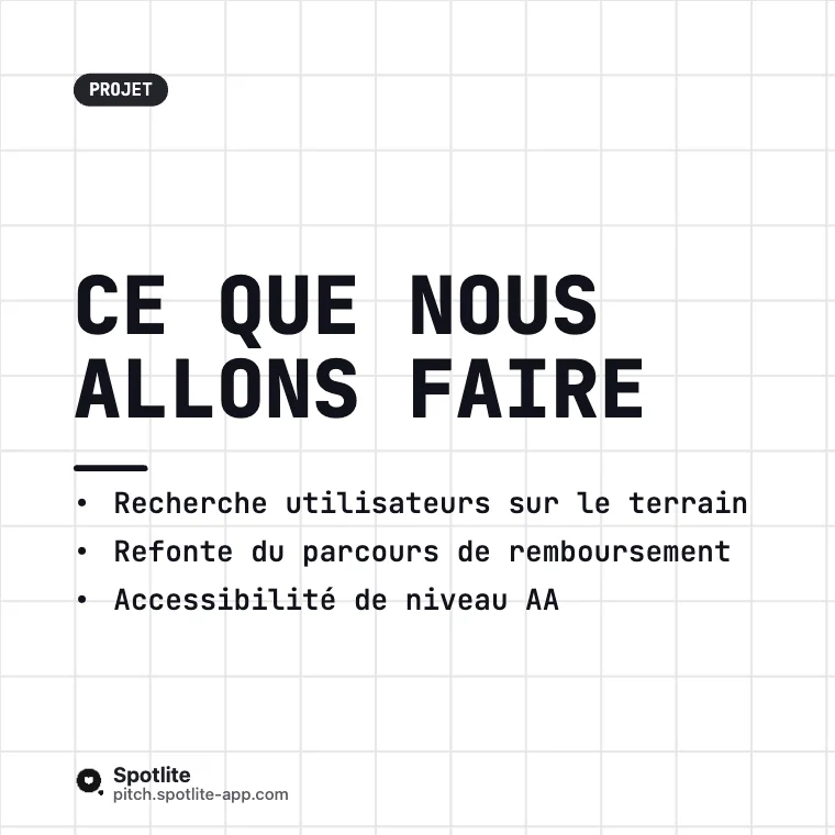 Nouveau client — slide 3 : Ce que nous allons faire