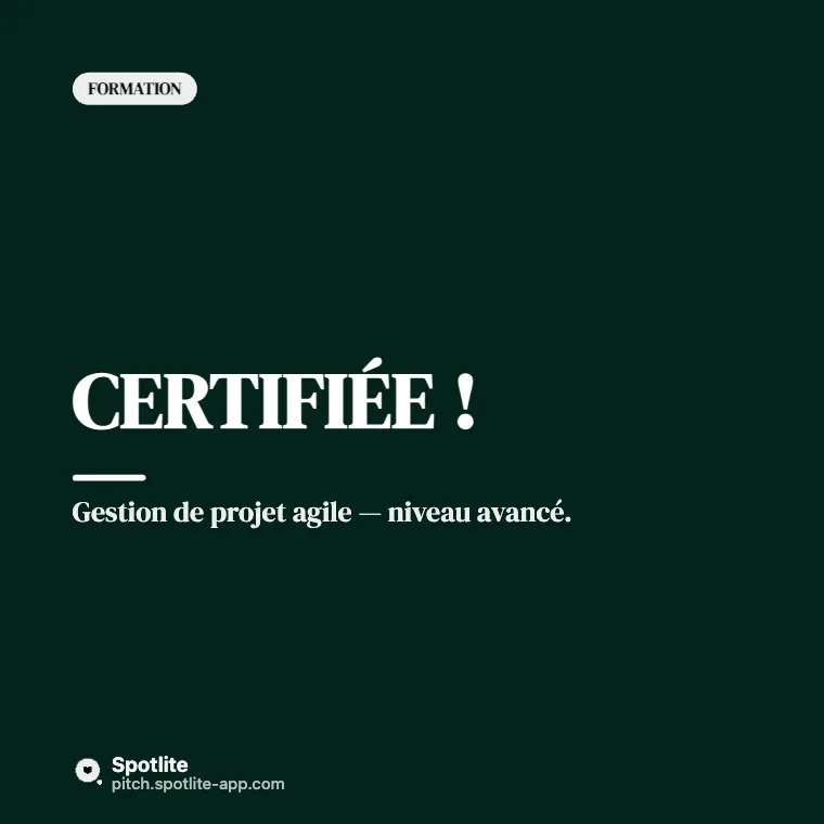 Nouvelle certification — slide 1 : Certifiée !