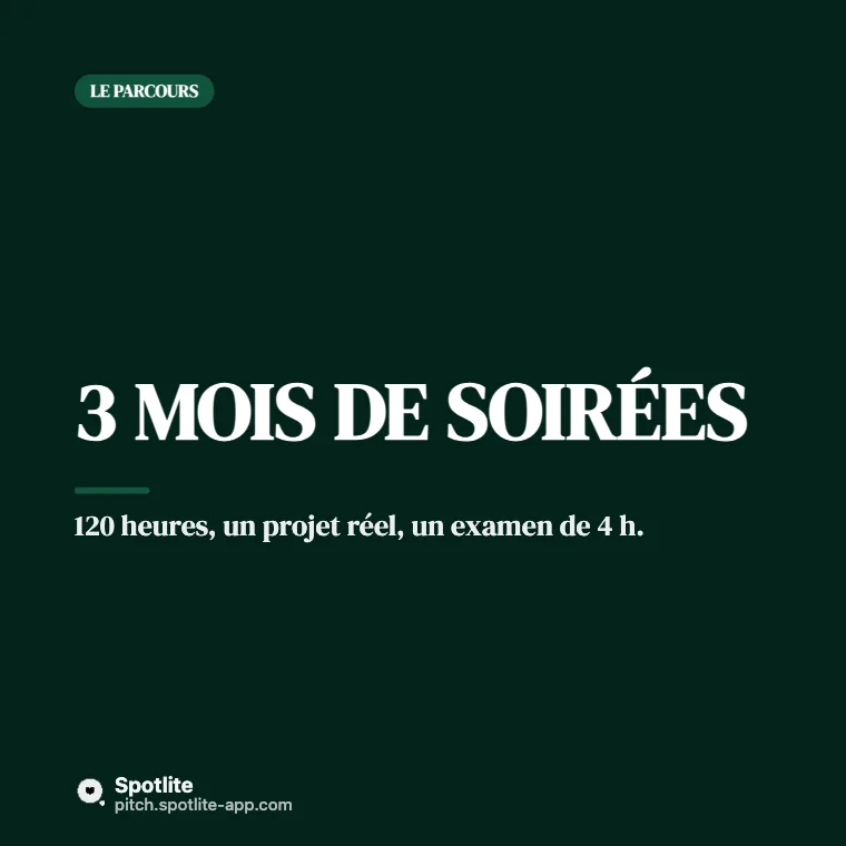 Nouvelle certification — slide 3 : 3 mois de soirées