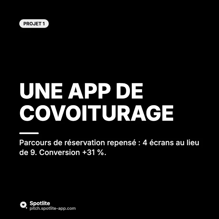 Portfolio de designer — slide 2 : Une app de covoiturage