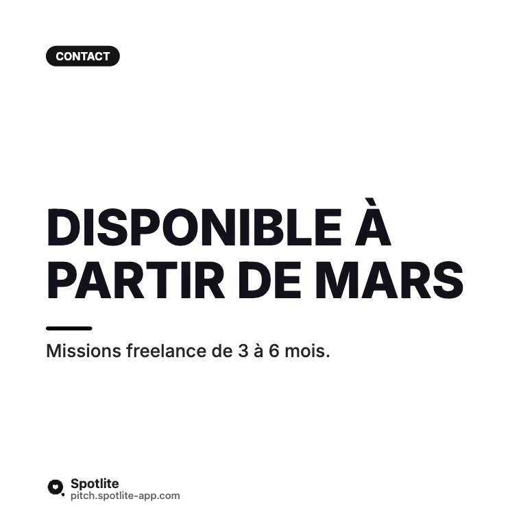 Portfolio de designer — slide 5 : Disponible à partir de mars