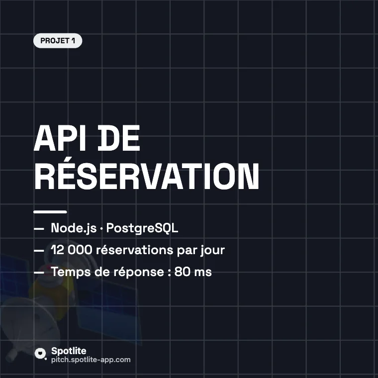Portfolio de développeur — slide 2 : API de réservation