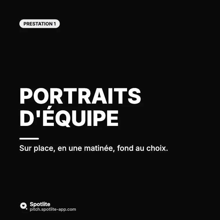 Portfolio de photographe — slide 2 : Portraits d'équipe