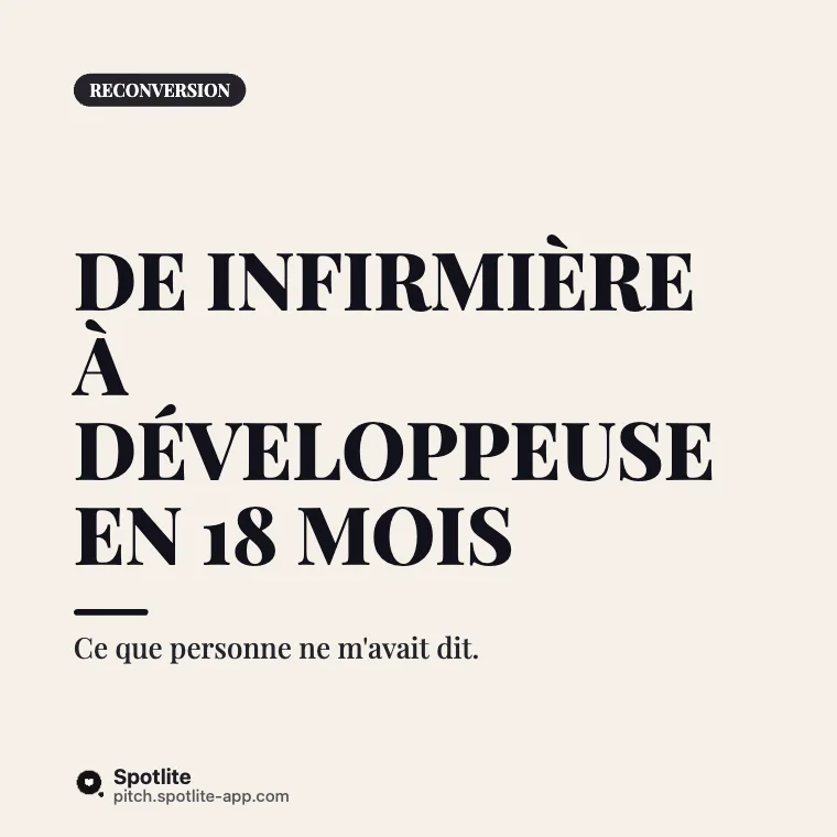 Récit de reconversion — slide 1 : De infirmière à développeuse en 18 mois