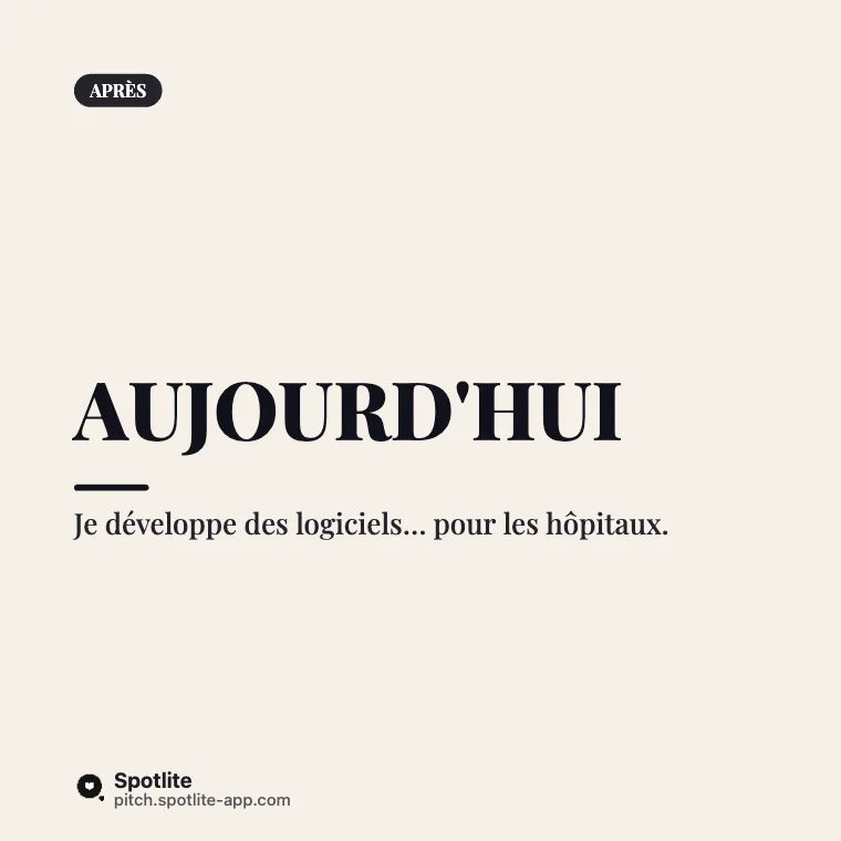 Récit de reconversion — slide 5 : Aujourd'hui