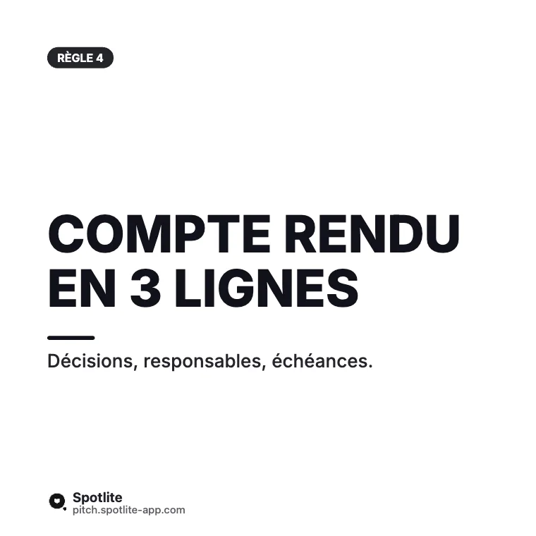 Des réunions plus courtes — slide 5 : Compte rendu en 3 lignes