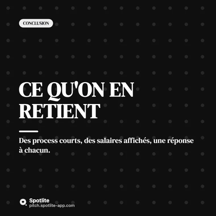 Résultats d'enquête — slide 5 : Ce qu'on en retient