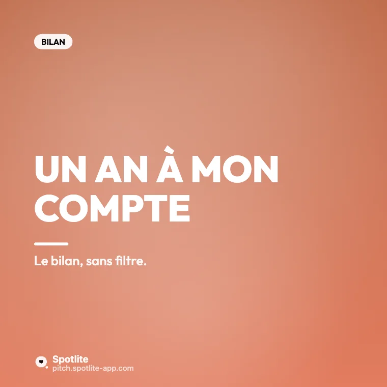 Un an d'entrepreneuriat — slide 1 : Un an à mon compte