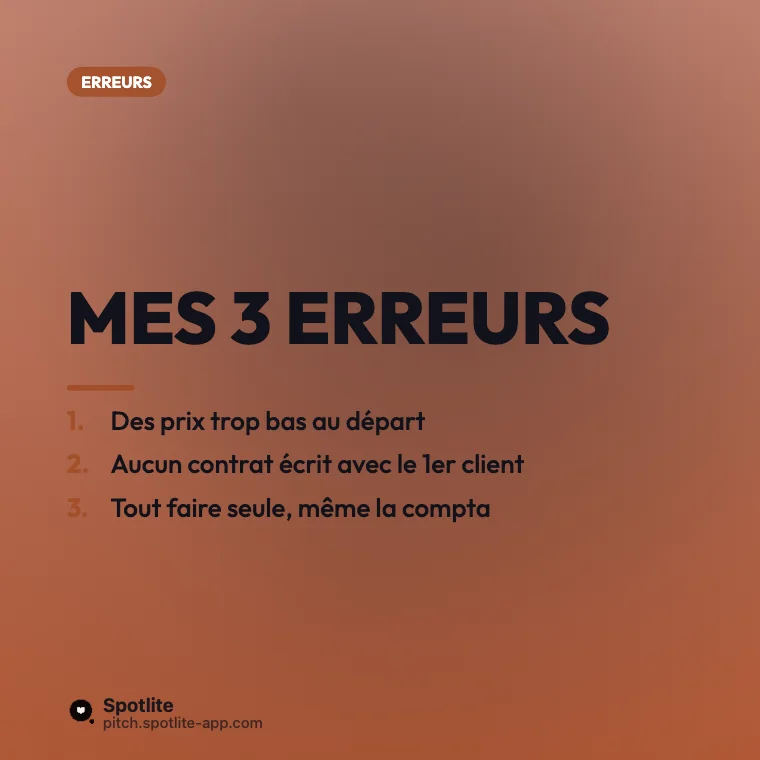 Un an d'entrepreneuriat — slide 3 : Mes 3 erreurs