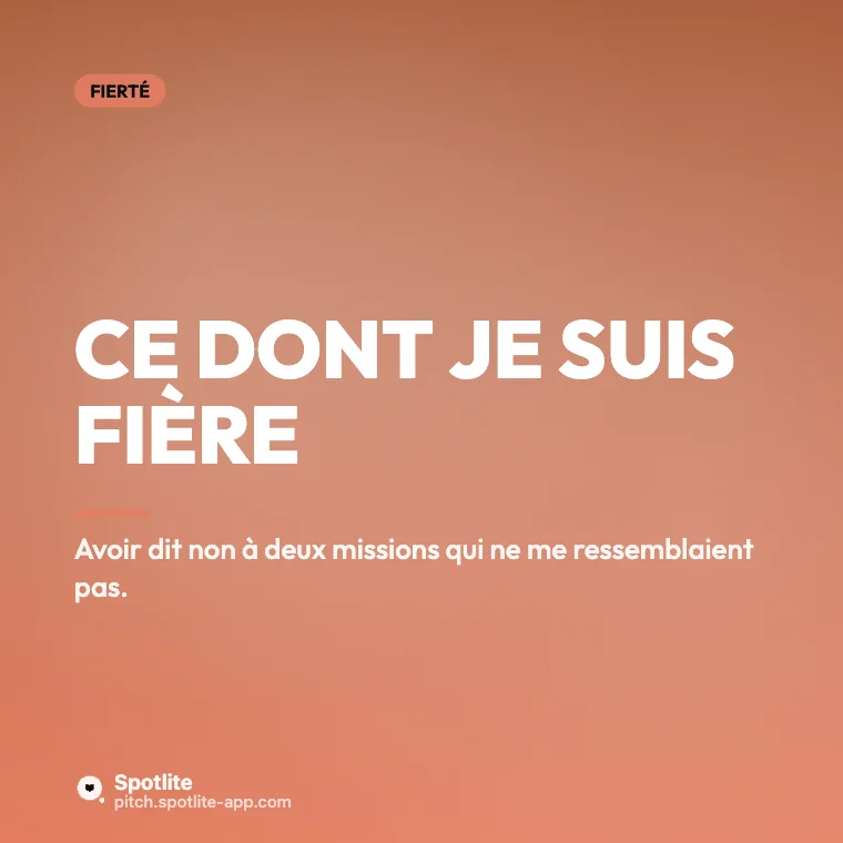Un an d'entrepreneuriat — slide 4 : Ce dont je suis fière