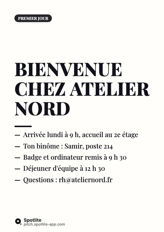 Livret d'accueil — slide 1 : Bienvenue chez Atelier Nord