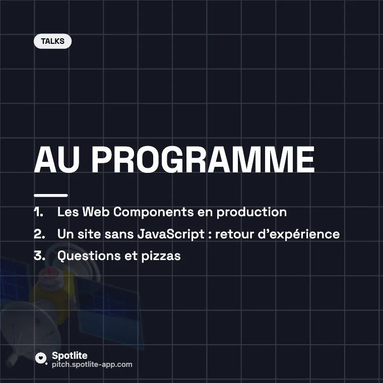 Meetup tech — slide 2 : Au programme