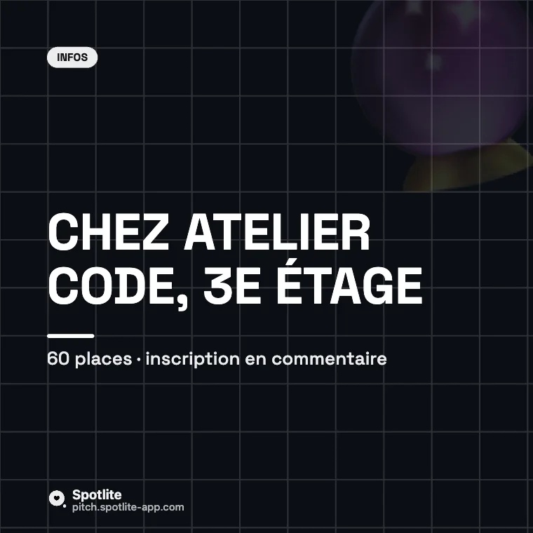 Meetup tech — slide 3 : Chez Atelier Code, 3e étage
