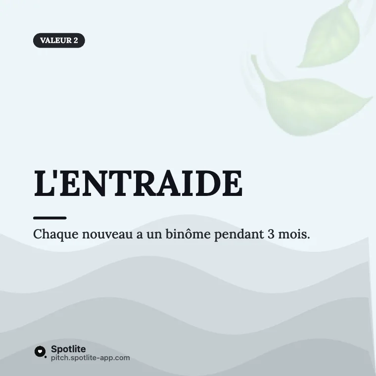 Nos valeurs — slide 3 : L'entraide