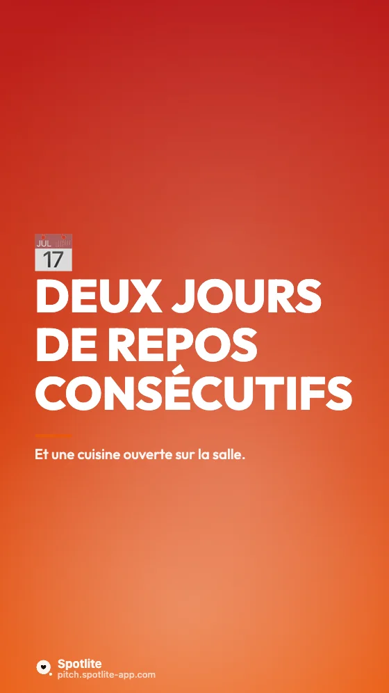 Offre en story — slide 2 : Deux jours de repos consécutifs