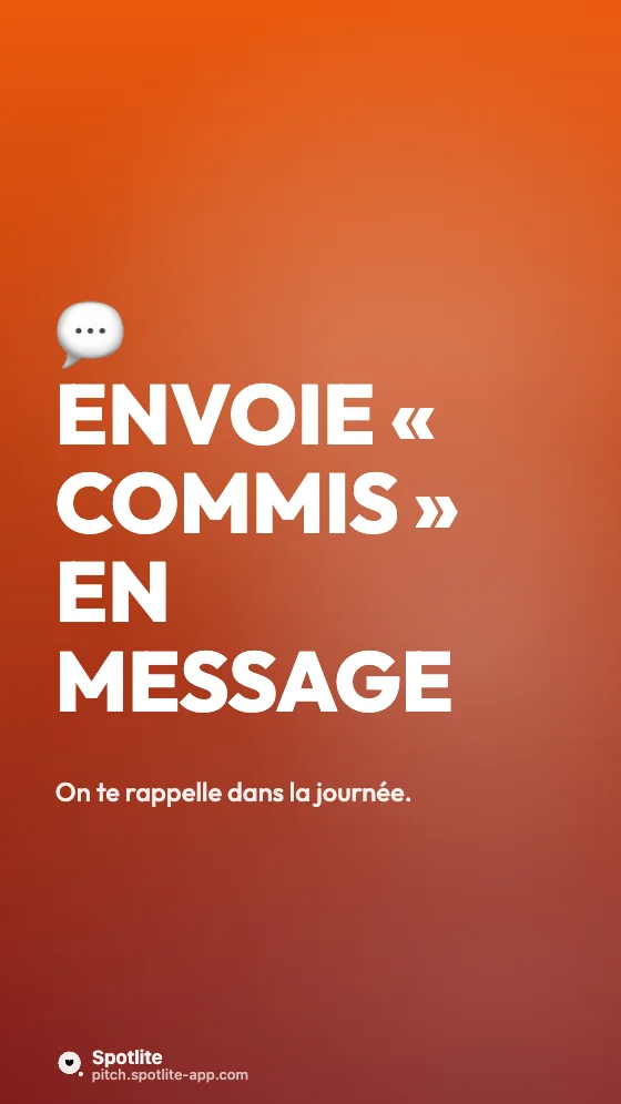 Offre en story — slide 3 : Envoie « commis » en message
