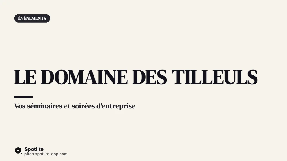 Offre événementielle — slide 1 : Le Domaine des Tilleuls