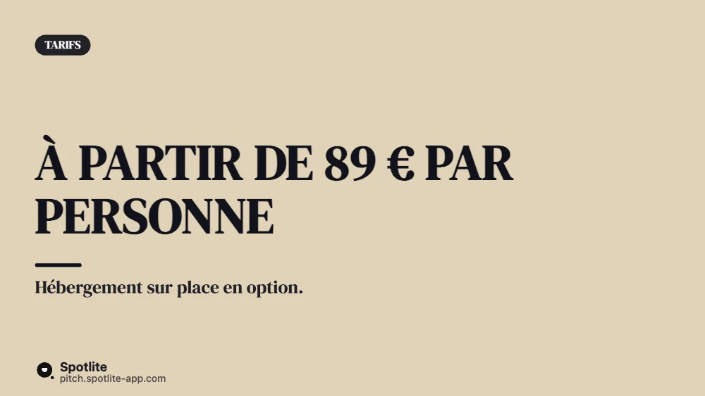 Offre événementielle — slide 4 : À partir de 89 € par personne